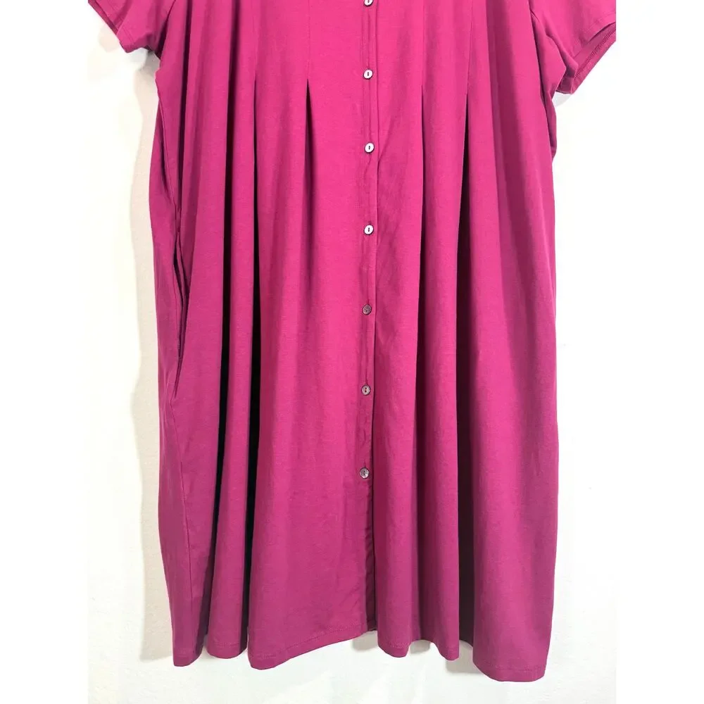J.Jill Sangria Button Front Swing Dress 4X NWT V-Neck Knit Pockets - Picture 4 of 8